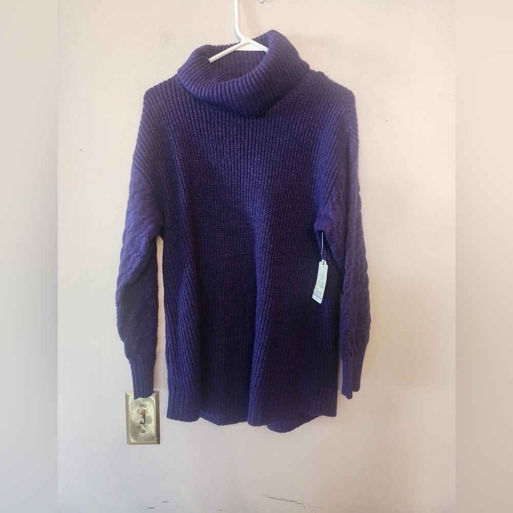 St johns bay Cowl Neck sweater womens petite large Melrose purple